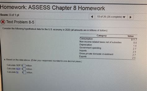 Solved Homework ASSESS Chapter 8 Homework Score 0 Of 1 Pt Chegg