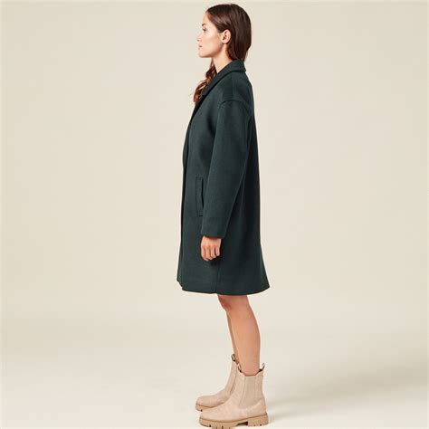 Manteau Droit Long Vert Fonc Femme Bonobo