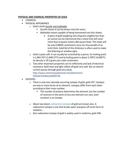 Physical And Chemical Properties Of Gold K Gold Html Ixzz5db9cfjtk Pdf Isotope Gold