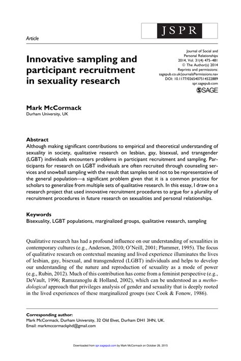 Pdf Innovative Sampling And Participant Recruitment In Sexuality Research