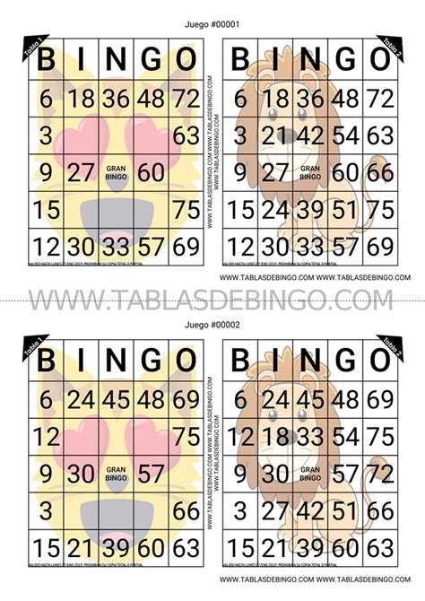 Cartones De Bingo En Pdf Para Imprimir Bingo De Numeros Tablas De Bingo Bingo Para Imprimir