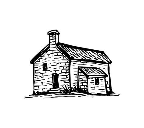 Premium Vector Old House Hand Drawn Ink Sketch