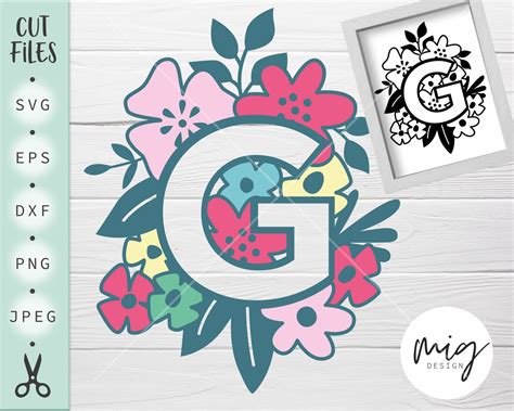 Floral Letter G Svg Floral Alphabet G Svg Flower Letter G Etsy