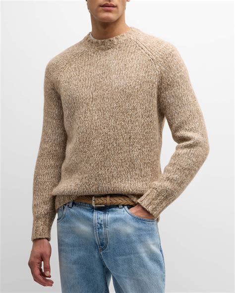 Brunello Cucinelli Mens Marled Knit Crewneck Sweater Neiman Marcus