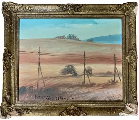 Ancien Tableau Peinture Huile Sur Toile Paysage Fauvisme Sign Cadre