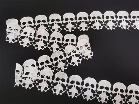 Mm Off White Skull Lace Trim Halloween Skull Lace Etsy