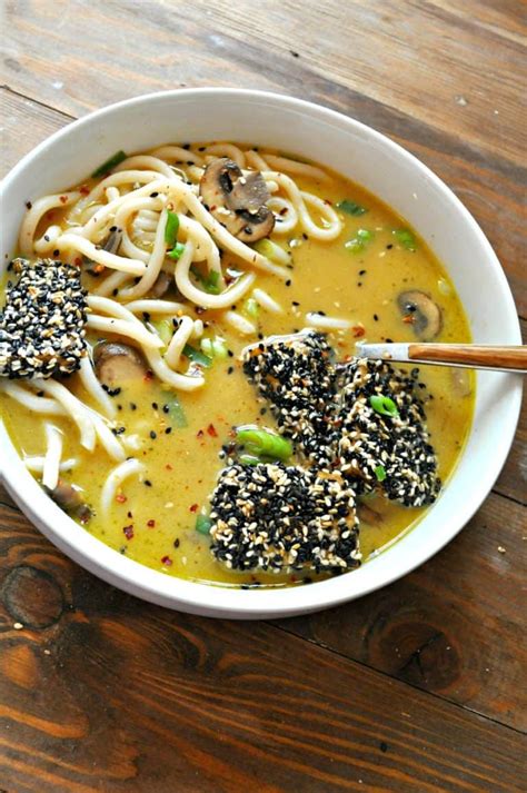 Vegan Creamy Miso Noodle Soup With Sesame Tofu Rabbit And Wolves