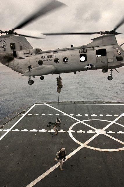 A Ch 46e Sea Knight Helicopter With Marine Medium Helicopter Squadron