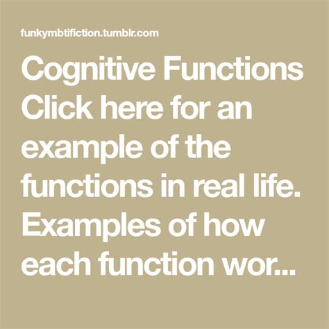 Cognitive Functions Click Here For An Example Of The Functions In Real