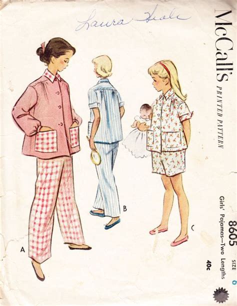 S Girl S Pajamas Pattern Vintage S Mccalls Girl S Pajamas In Two