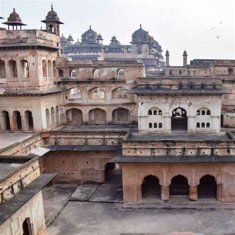 Beautiful View Of Orchha Palace Fort Raja Mahal And Chaturbhuj Temple