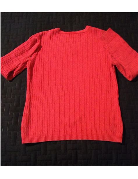 Croft And Barrow Womens Coral Cable Knit V Neck Sweater Long Sleeve Size