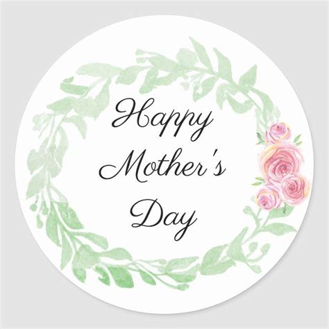 Pretty Floral Happy Mother S Day Classic Round Sticker Mothers Day Classic Mother