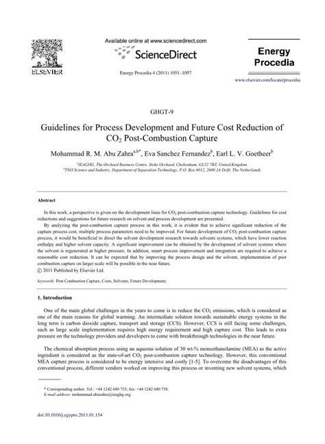 Pdf Guidelines For Process Development And Future Cost Reduction Of