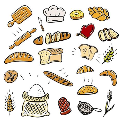 Premium Vector Hand Drawn Doodles Cartoon Bread And Baguette