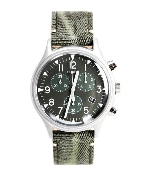 Timex Mk1 Steel Chronograph Watch In Olive Todd Snyder