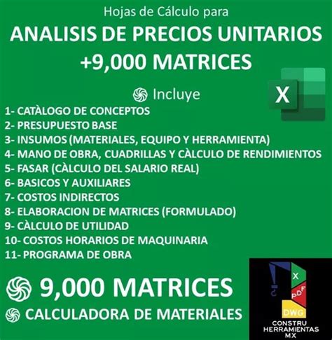 Análisis De Precios Unitarios Y 9 000 Matrices Meses sin interés