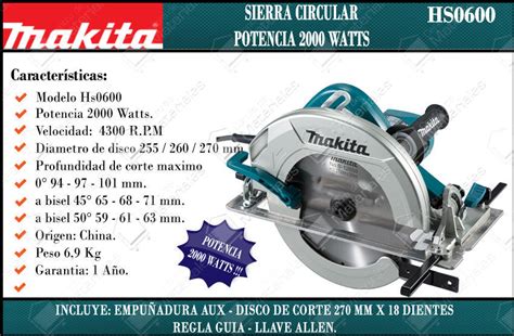 Makita Sierra Circular 270mm 1900w Centro De Materiales