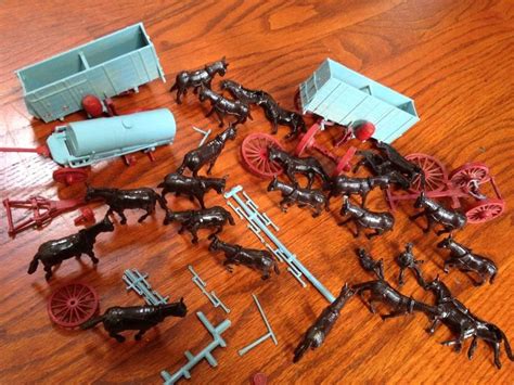 Vintage 1960s Borax 20 Mule Team Plastic Scale Horse Wagon Train Parts