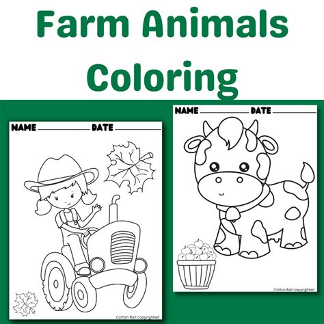 Kindergarten Farm Animal Coloring Pages