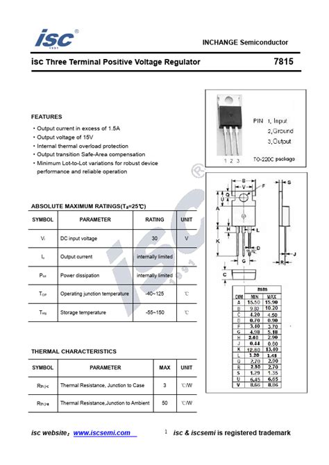 Datasheet Pdf Three Terminal Positive Voltage Regulator