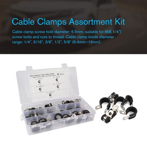 Cable Clamps Assortment Kit Pcs Stainless Steel Rubber Cushion Pipe