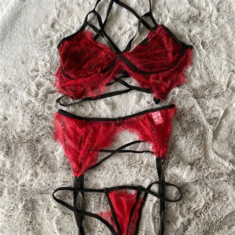 Intimates Sleepwear Size Medium Red And Black Lingerie Set Poshmark