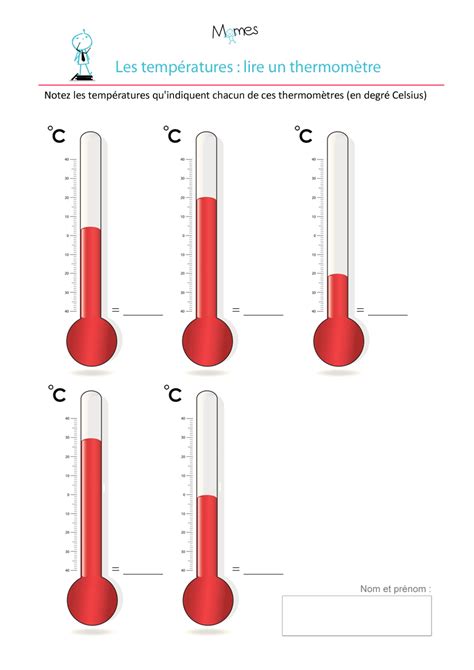 Les Temp Ratures Exercices Pour Primaire Momes