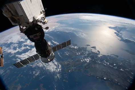 The Soyuz Ms 12 Spacecraft Is Pictured Docked To The International