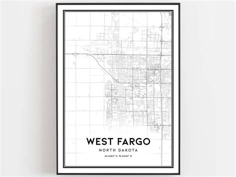 West Fargo Map Print West Fargo Map Poster Wall Art Nd City - Etsy