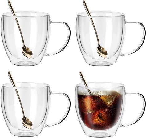 Vicloon Tasse Double Paroi Lot De Double Paroi Verre Caf En Verre