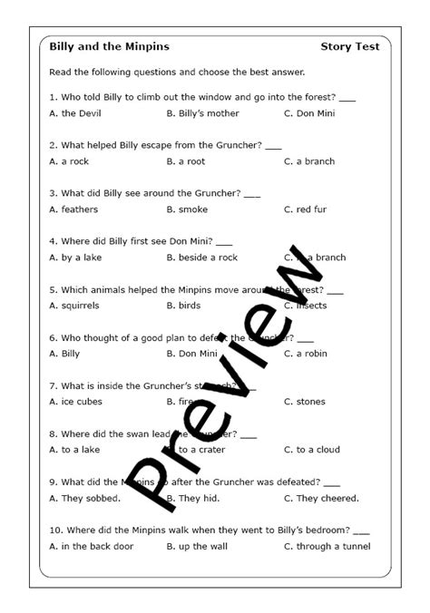 Roald Dahl Billy And The Minpins Worksheets Made By Teachers