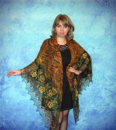 Hand Knit Shawl Russian Orenburg Shawl Embroidered Kerchief Etsy