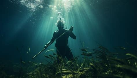 Premium Ai Image Spearfishing Underwater