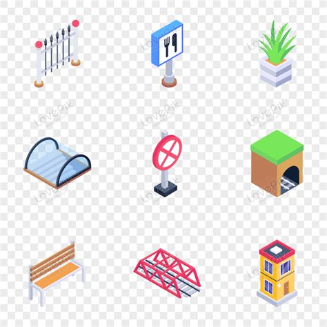 Pack Of Tunnels Isometric Icons Vector PNG Image And Clipart Image For