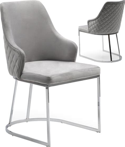 Lot de 2 Chaises design en acier chromé argenté et revêtement en