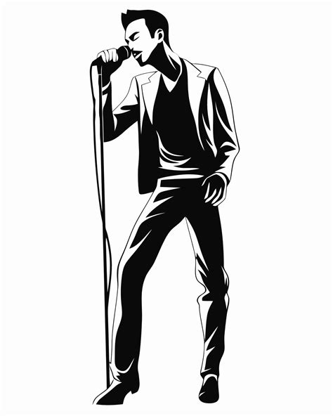 A Silhouette Of A Man Singing Into A Microphone 26843060 Vector Art At