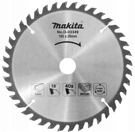 MAKITA TARCZA DO DREWNA 165x20 40Z HM D 03349 D 03349 Cena Opinie