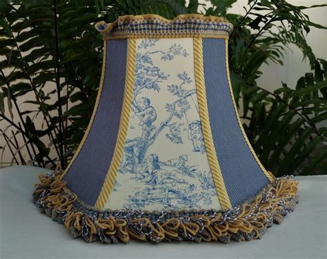 French Country Toile Lampshade Blue Ticking Lamp Shade Etsy