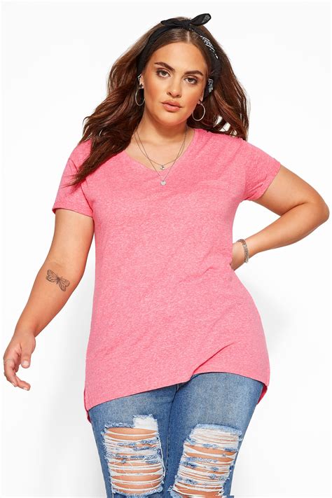 Pink Marl Pocket T Shirt Yours Clothing