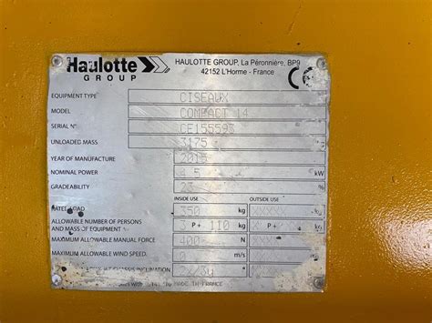 Piattaforma Aerea Haulotte Compact Anno Centro Usato