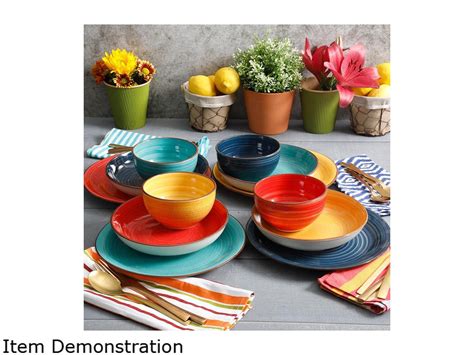 Gibson Home 118379 12 Color Speckle 12 Piece Mix And Match Double Bowl