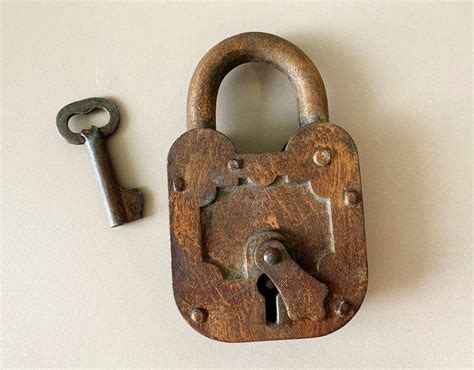 Antique Large Padlock With Working Key Unique Made In Etsy