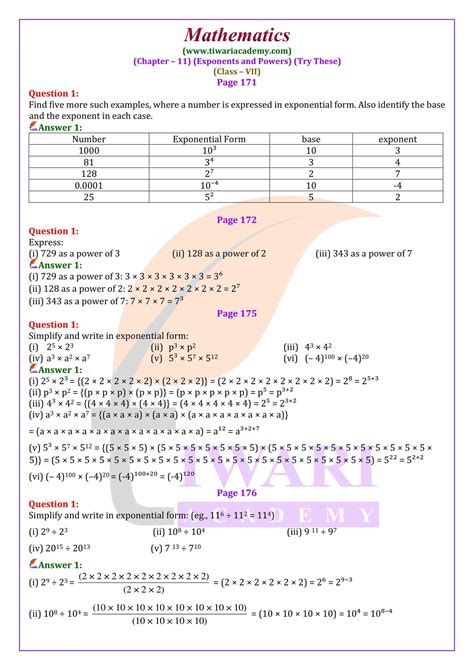 Ncert Solutions For Class 7 Maths Chapter 11 Exponents And Powers