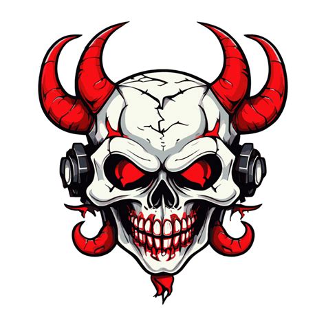 Illustration Of A Red Horned Devil Skull 44022548 Png