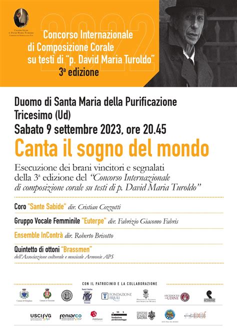 Concerto 9 Settembre Canta Il Sogno Del Mondo Centro Studi Turoldo