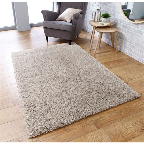 Serene Shaggy Soft Plain Rugs In Cream Buy Online From The Rug Seller Uk