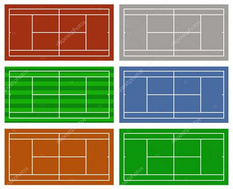 Ilustración de diferentes pistas de tenis vector gráfico vectorial