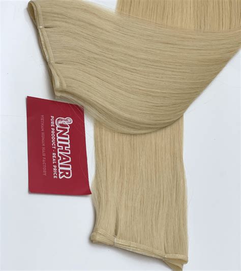 Genius Weft Human Hair Extensions With Platinum Blonde Sew Color