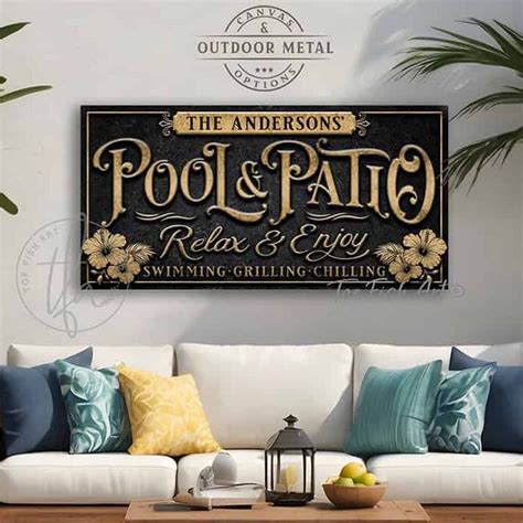 Pool Patio Canvas Or Outdoor Metal Sign ToeFishArt